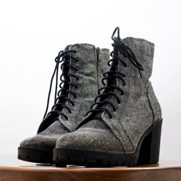 Metaphor Women's Size 7 Tinley Lace-Up High Heel Boot - Gray & Black - Picture 7 of 8